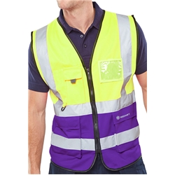 Beeswift Hi-Vis Two Tone Executive Id Vest Saturnyellow/Purple M