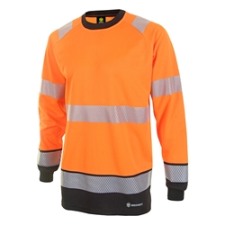 Beeswift Deltic Hi-Vis Two-Tone Long Sleeve T-Shirt Orange / Black Xl