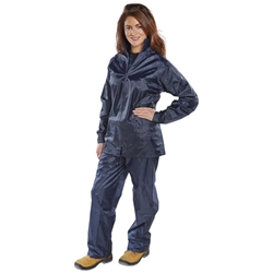 Beeswift Nylon Weatherproof Suit Navy Blue Xxxxl