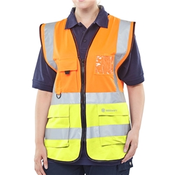 Beeswift Hi-Vis Two Tone Executive Id Vest Orange / Saturn Yellow 5Xl