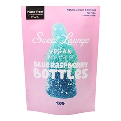 Sweet Lounge Vegan Fizzy Blue Raspberry Bottles Pouch 130g [Pack of 8]