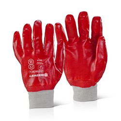 Beeswift Pvc Fully Coated Knitted Wrist Glove Red 10