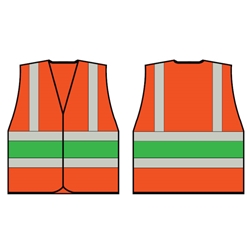Orange Wceng Vest With Green Band Sml
