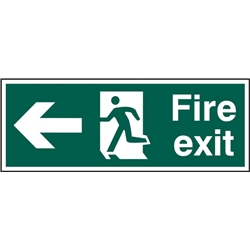 Beeswift Fire Exit Left Arrow Sign Rigid Pvc Green 400X150Mm
