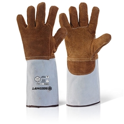 Beeswift High Quality Heat Resistant Guantlet Gloves 18" Brown 