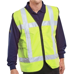 Light Vest Hi-Vis Led Light Up Basic Vest With Pockets  Saturn Yellow L/Xl