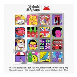 Le Chocolat des Français London Gift Set of 16 Organic Chocolate 80g [Pack of 10]