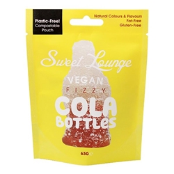 Sweet Lounge Vegan Fizzy Cola Bottles Pouch 65g [Pack of 10]