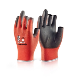 Beeswift Pu Coated 3 Fingerless Gloves Red M
