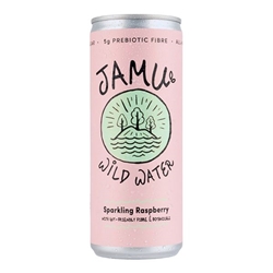 Jamu Wild Water Natural Sparkling Raspberry with gut friendly fibre & botanicals 250ml [Pack of 12]