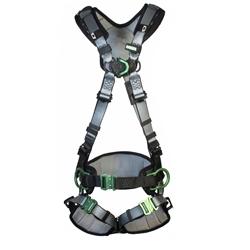 Msa Xl V-Fit Back/Chest/Hip D-Ring Bayonet Harness W/ W Belt Black Xl