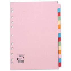 5 Star Office Subject Dividers Multipunched Manilla Card 15-Part A4 Assorted [Pack 10]