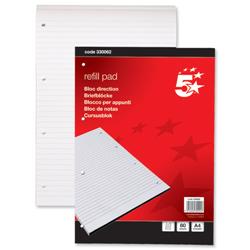 5 Star Office Refill Pad Headbound Feint Ruled 4-Hole Punched 80 Sheets A4 [Pack 10]