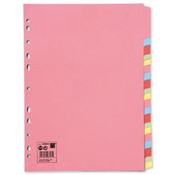 5 Star Office Subject Dividers Multipunched Manilla Card 20-Part A4 Assorted