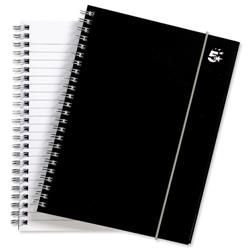 5 Star Office Notebook Wirebound Polypropylene Elasticated 80gsm A5 Black [Pack 6]
