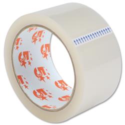 5 Star Office Clear Tape Roll Large Easy-tear Polypropylene 40 Microns 50mm x 66m [Pack 3]