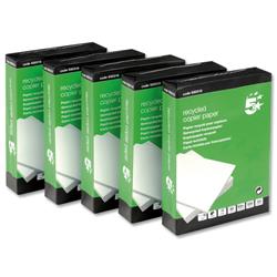5 Star Eco Copier Paper Recycled Ream-Wrapped 80gsm A4 Hi White [5 x 500 Sheets]