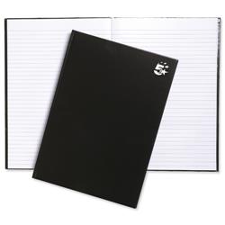 5 Star Office Notebook Casebound Hard Cover Ruled 80gsm A4 Black [Pack 5]