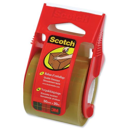 Scotch Classic Packaging Tape in Dispenser for up to 5kg 50mmx20m Buff