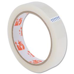 5 Star Office Clear Tape Roll Large Easy-tear Polypropylene 40 Microns 19mm x 66m [Pack 8]