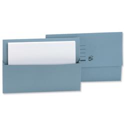 5 Star Office Document Wallet Half Flap 250gsm Recycled Capacity 32mm Foolscap Blue [Pack 50]