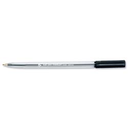 5 Star Office Ball Pen Clear Barrel Medium 1.0mm Tip 0.7mm Line Black [Pack 50]