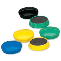 5 Star Office Round Plastic Covered Magnets 30mm Assorted [Pack 10]