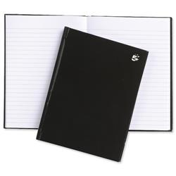 5 Star Office Notebook Casebound Hard Cover Ruled 80gsm A5 Black [Pack 5]