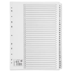 5 Star Office Index 150gsm Card with Mylar Tabs 1-31 A4 White