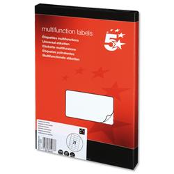 5 Star Office Labels Laser Copier and Inkjet 70x42.4mm 21 per Sheet [2100 Labels]