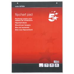 5 Star Office Meeting Flipchart Pad Perforated 20 Sheets A1 Plain [Pack 5]