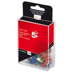 5 Star Office Push Pins Assorted Opaque [Pack 100]