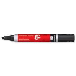 5 Star Office Permanent Marker Xylene/Toluene-free Smearproof Chisel Tip 1-4mm Line Black [Pack 12]