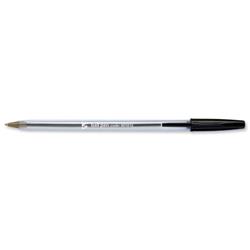 5 Star Office Ball Pen Clear Barrel 1.0mm Tip 0.4mm Line Black [Pack 50]