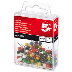 5 Star Office Map Pins 5mm Head Assorted [Pack 100]
