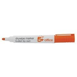 5 Star Xylene/Toluene-Free Drywipe Marker 3mm Red [Pack 12] - 296131