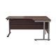 Allegro 1800 Right Hand Crescent Cantilever Workstation  - Dark Walnut Top and Silver Legs Ref TWU1812RHRADDWSV