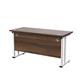 Allegro 1400 X 600 Rectangular Cantilever Workstation - Dark Walnut Top and White Legs Ref TWU1460RECDWWH