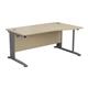 Mezzo Cable Cantilever 1600 Right Hand Wave Workstation - Maple Top Silver Legs Ref CAB1610RHWAVMASV