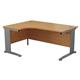 Mezzo Cable Cantilever 1600 Crescent Left Hand Workstation - Oak Top Silver Legs Ref CAB1612LHRADNOSV