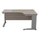 Mezzo Cable Cantilever 1600 Crescent Right Hand Workstation - Grey Oak Top Silver Legs Ref CAB1612RHRADGOSV