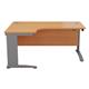 Mezzo Cable Cantilever 1600 Crescent Left Hand Workstation - Beech Top Silver Legs Ref CAB1612LHRADBESV
