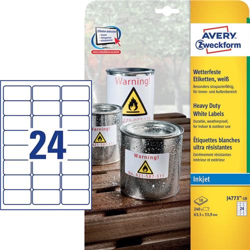 Argento Avery L6012-20 Etichette in Poliestere 10 Etichette per Foglio 20 Fogli 96X50.8