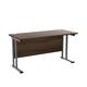 Allegro 1400 X 600 Rectangular Cantilever Workstation - Dark Walnut Top and Silver Legs  Ref TWU1460RECDWSV