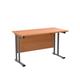 Allegro 1200 X 600 Rectangular Cantilever Workstation - Beech Top and Silver Legs Ref TWU1260RECBESV