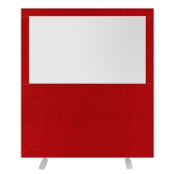Impulse Plus Clear Half Vision 1800/1600 Floor Free Standing Screen Burgundy Fabric Light Grey Edges