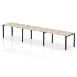 Evolve Plus 1400mm Single Row 3 Person Office Bench Desk Grey Oak Top Black Frame