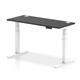 Air 1400 x 600mm Height Adjustable Office Desk Black Top Cable Ports White Leg