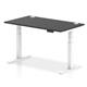 Air 1400 x 800mm Height Adjustable Office Desk Black Top Cable Ports White Leg