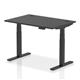 Air 1200 x 800mm Height Adjustable Office Desk Black Top Cable Ports Black Leg